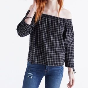 MADEWELL - Plaid Off-the-Shoulder Top Buffalo ✅